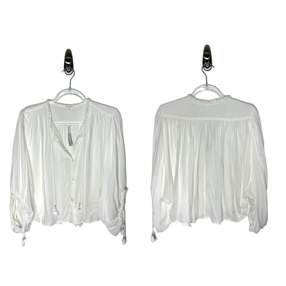Poupette St Barth | NWT Batwing Dolman Sleeve Beachy Boho Top in White Small